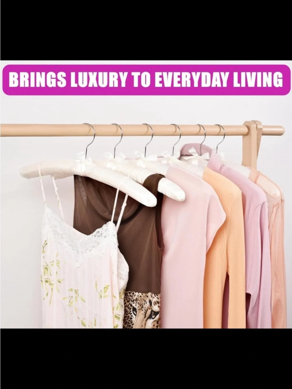 Linen padded heavy duty hangers set of 2ct.-beige color with a bow-brand new.